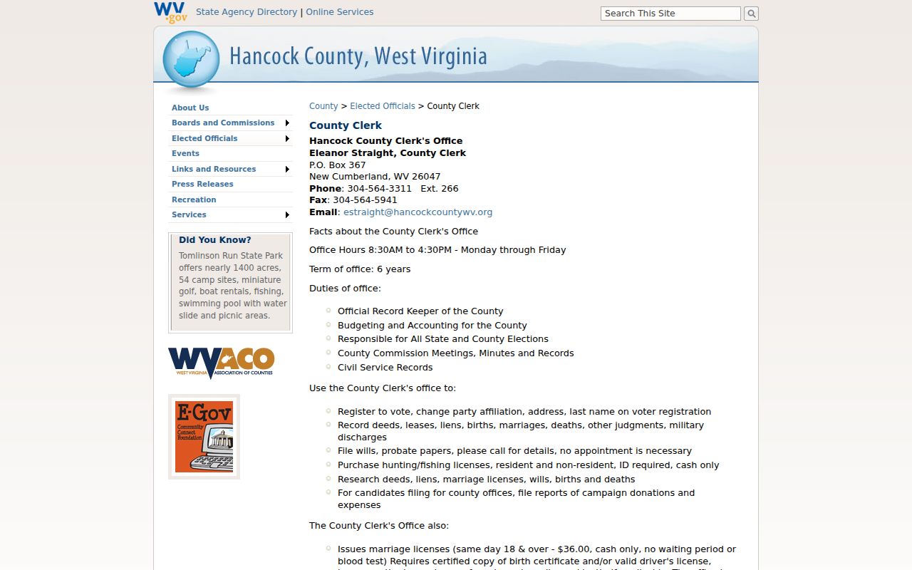 Hancock County deed records counter access and copy information