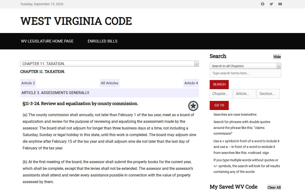 Hancock County property tax records and West Virginia assessment review law